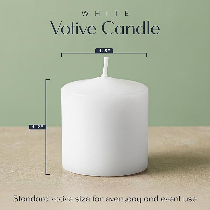 White Votive Candles Unscented Candles for Wedding Centerpieces Pack of 24 Dripless Wax for Parties, Aromatherapy, Devotional, Home Décor, Spas & Holiday Gifts – Royal Imports