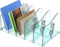 Adjustable Rose File Organizer for Desk, Vertical File Folder Holders for Magazines, Upright Desktop Binder Organizer, Clear Paper Bookshelf Divider File Sorter for School Office Supplies