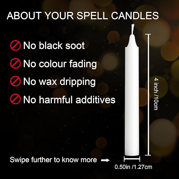 Viyffo 40 Pack White Chime Taper Candles, 4 Inch Mini Unscented Dripless Spell Candles, 1.5 Hour Burn Time for Rituals, Meditation, Prayer, Intention Setting, Altar & Home Décor