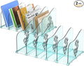 Adjustable Rose File Organizer for Desk, Vertical File Folder Holders for Magazines, Upright Desktop Binder Organizer, Clear Paper Bookshelf Divider File Sorter for School Office Supplies