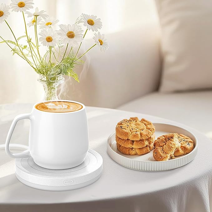 Smart Coffee Mug Warmer and Candle Warmer Plate - Safely Releases Scents Without Flame - for Candle Jars, Mugs, Tea Cups - Desk, Home, Office Use (NO Cup)