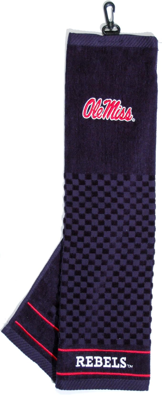 Team Golf NCAA Ole Miss Rebels Embroidered Golf Towel Embroidered Golf Towel, Checkered Scrubber Design, Embroidered Logo