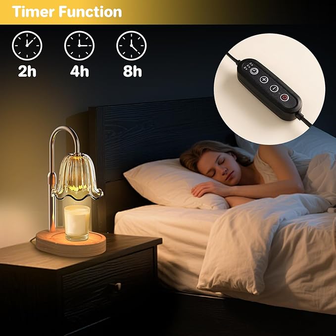 PHILORN Candle Warmer Lamp with Timer Dimmable, Adjustable Electric Candle Light Warmer for Wax Jar, Birthday Gifts for Women, Mum, House Warming Gifts New Home Decor with 2 Bulbs (US)