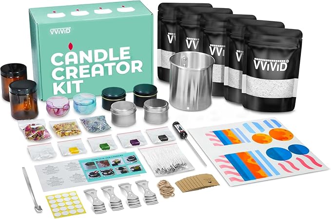 VViViD Candle Making Kit Deluxe Edition, Full DIY Starter-to-Professional Set, Wax, Jars, Tins, Dyes and More