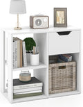 LOKO 3-Cube Bookshelf with Drawer, 2-Tier Open Shelf Bookcase, Freestanding Display Shelf, Modern Home Storage Organizer, Shelving Unit for Living Room, Bedroom, Study, Office (1, White)