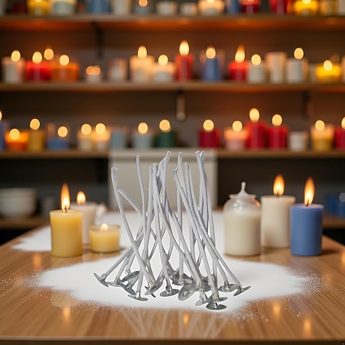 30Pcs 4 inch White Candle Wicks, Natural Cotton Low Smoke Candle Wicks Pre Waxed Candle Wicks for Soy Beeswax Candle Making