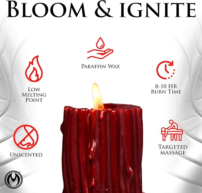 Thorn Drip Candle for Wellness and Relaxation & Romantic Candle Massage. Low Melting Point. Unscented Paraffin Body Wax. Perfect Spa Gift for Self-Care. 1 Piece, Red.