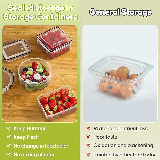 42 PCS Food Storage Containers with Lids (21 Containers & 21 Lids) - Reusable Plastic Food Containers for Kitchen Storage and Organization BPA-Free Leakproof Meal Prep Container with Labels & Pen