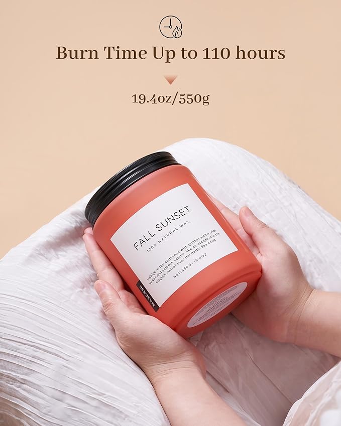 M&SENSE Amber Santal Soy Candles, Scented Candle 110 Hours Long Lasting Clean Burn Large Candle for Home Natural Organic Aromatherapy Relaxing Candle Birthday Holiday Gifts for Mom Friends