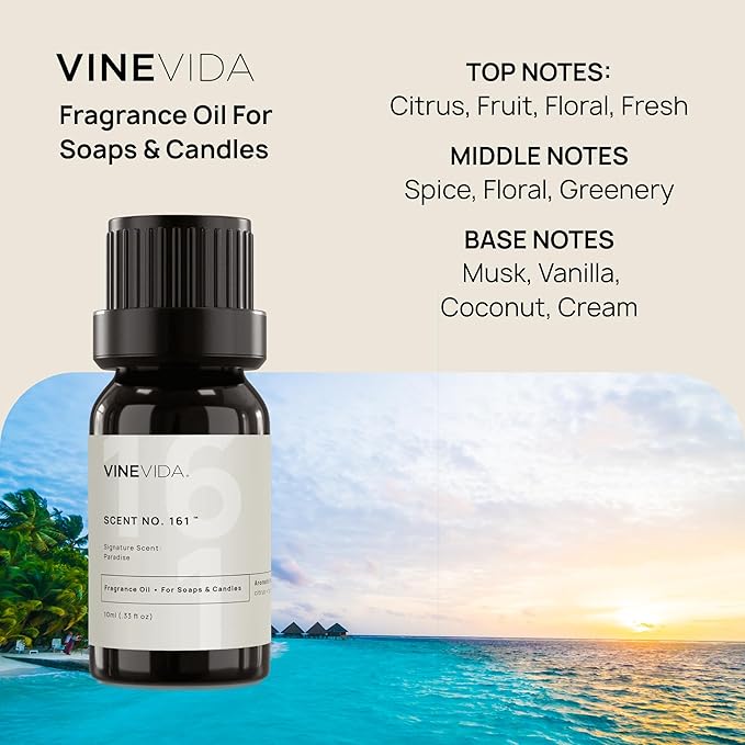 VINEVIDA [10 ml] Paradise; Fragrance Oil for Candle Making and Soap Making - Premium Candle Scents for Soy Candles