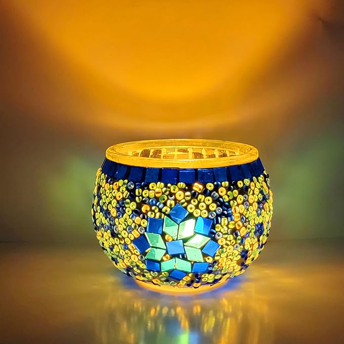 wpdash Turkish Mosaic Glass Candle Holder Romantic Wish DIY Kit Home Handmade Craft for Adults & Kid Desktop Decor for Desk Ornament Creative Holiday Gift for Friend