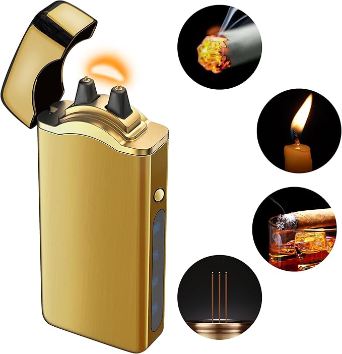 Big Arc Lighter Magical “Flame” USB Rechargeable Plasma Electric Cool Lighter (Gold)