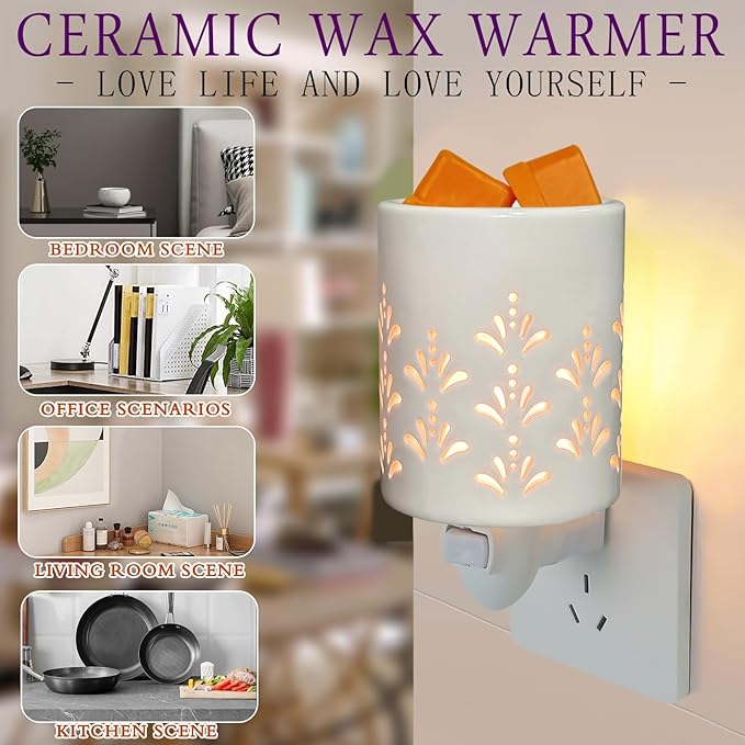 Plug in Wax Warmer for Scented Wax melt Warmer scentsy Plug in Wax melt Warmer Electric Candle Warmer Home Decor Gifts for Women(White Porcelain Fountain)