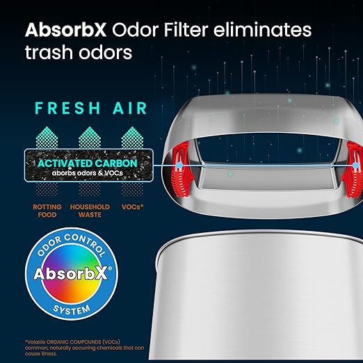 iTouchless 16 Gallon Oval Open Top Trash Can and Recycle Bin with Dual AbsorbX Odor Filters, Slim Space-Saving Large Capacity Commercial Grade for Home, Office, Garage, Business, Stainless Steel