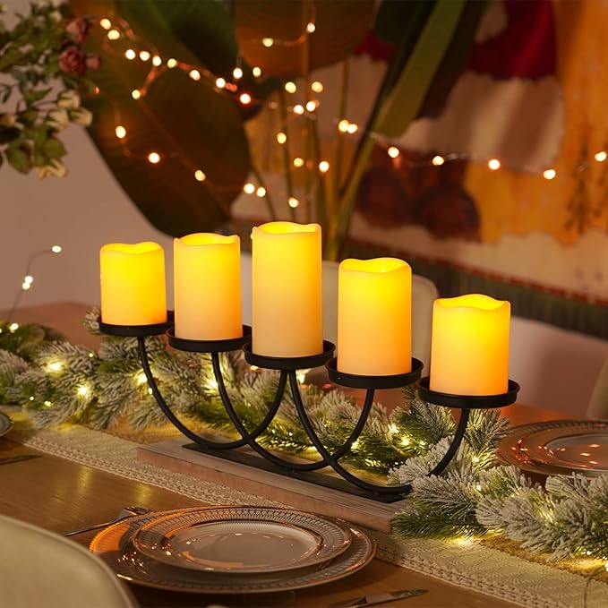 Homemory Waterproof Flameless Candles, Outdoor Indoor Battery Operated LED Pillar Candles with Remote Control and Timer, Plastic, Long Lasting, D3 x H4 4" 5" 5" 6", Set of 5