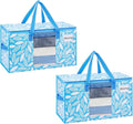 VENO 2 Pack Heavy Duty Moving Bags, Clothes and Comforter Storage Bags with Clear Window, College Dorm Essentials Packing Supplies, Foldable Boxes Alternative (Spring Breeze, 2 Pack)