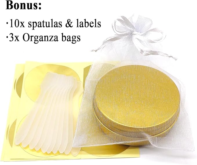 10pcs 60ml Round Lip Balm Tin Cans, 60 Gram Aluminum Tins Gold Cosmetic Sample Containers with Screw Lid, 60g Metal Empty Storage Travel Jars for Salves, Lip Balms, Face Cream, Candle, Tea