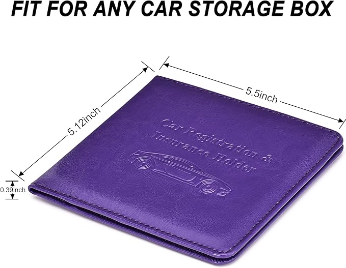 HerriaT Car Registration and Insurance Card Holder - Leather Vehicle Glove Box Automobile Documents Paperwork Wallet Case Organizer for ID, Driver's License, Key Contact Information Cards - Men&Women
