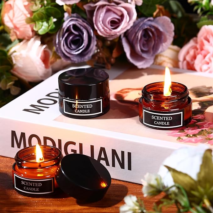 24 Pieces Mini Candles Scented Candle Soy Wax Candles Aromatherapy Candles for Women Mini Candles Party Favors 4 Scents Long Lasting Soy Candle for Wedding Birthday Gifts Travel Anniversary