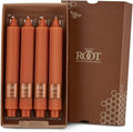 Root Candles 4-Count Unscented Dinner Candles Dripless Beeswax Enhanced Grecian Collenette Boxed Candle Set, 9-Inch, Rust
