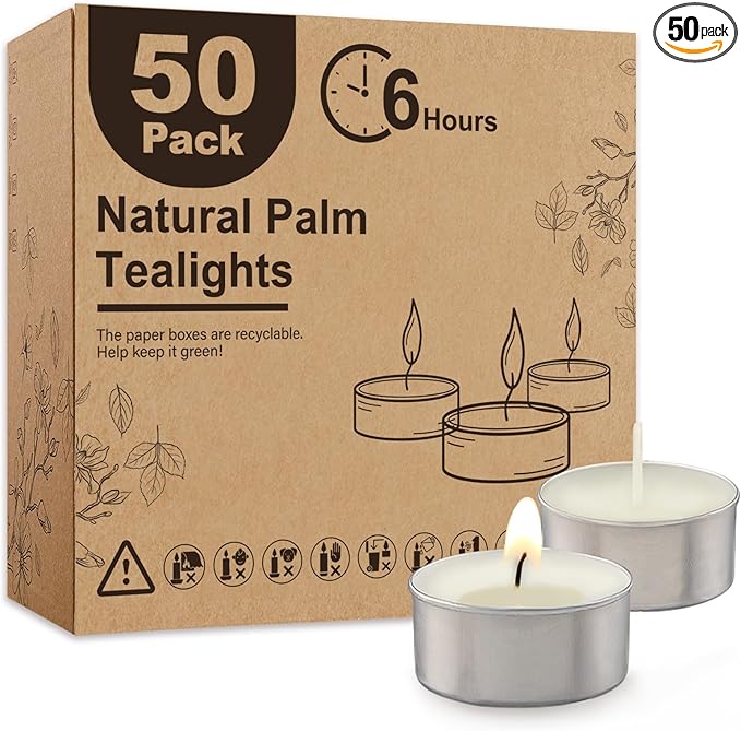 Tea Lights Candles 50 Pack 6 Hours, Tea-6H-50Pack