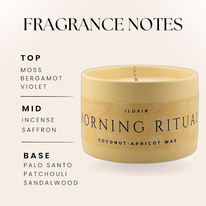 Morning Ritual Scented Candle – Palo Santo & Sandalwood Soy Candle for Meditation & Yoga – Earthy Moss Luxury Candle – Vegan, Phthalate-Free, Clean Burn – 5 oz, Made in USA