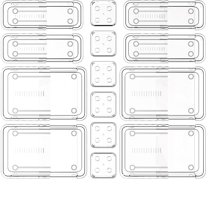 14 PCS Adjustable Clear Drawer Organizer Set - 3-Size Acrylic Storage Boxes for Makeup, Stationery, Kitchen Utensils, Tools & Bedroom Dresser Organization