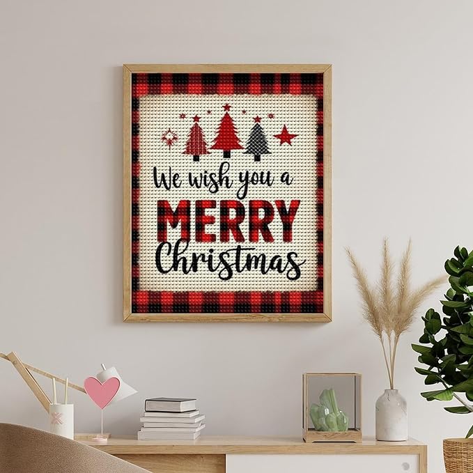 AIVKIEJK Diamond Painting Kits for Adults - Merry Christmas Welcome Painting DIY 5D Full Drill Diamond Dots Paintings with Diamonds Gem Art and Crafts Home Decor 16"x20"
