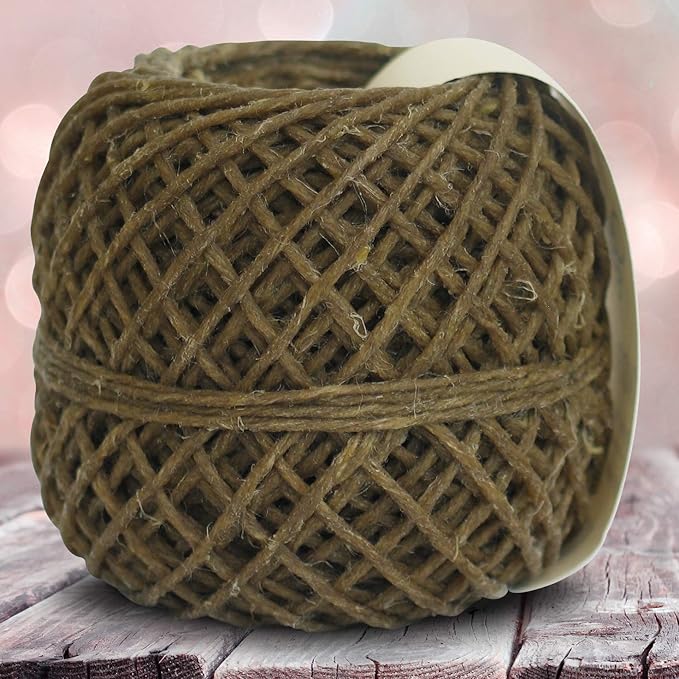 100% Organic Hemp Wick with Natural Beeswax Coating, Twisted Bee (200ft x Thick Diameter)