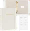 Sturdy Document Organizer Set with Folders - Beautiful Linen 3-Ring Binder Safely Stores All Important Documents & Files in One Place - Easy to Use Expanding Storage Incl. Envelopes, Pockets & Labels