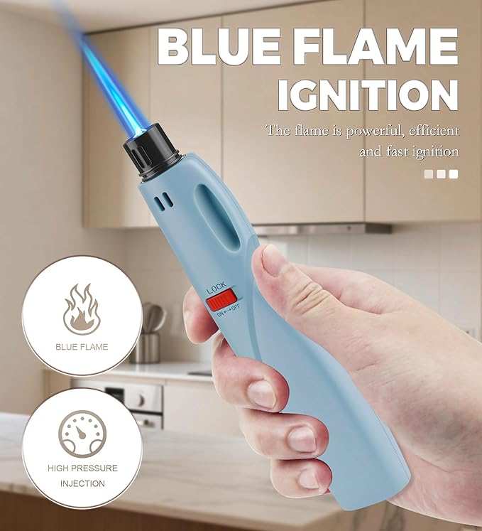 Samniu 4 Pack of Butane Torch Lighter, Windproof & Refillable, Adjustable Jet Flame Lighters with Safety Lock for Candle, Grill, Stove, Firework (NO Gas)