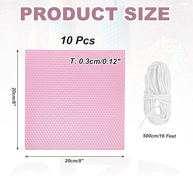 MECCANIXITY Beeswax Candle Making Kit,8x8 Inch 10pcs Pink Beeswax Candle Sheets with 1pcs Cotton Wick for DIY Craft Gift Making