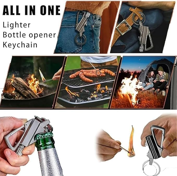 Permanent Match Infinity Lighter, Keychain Lighter with Multitool Keychain Bottle Opener