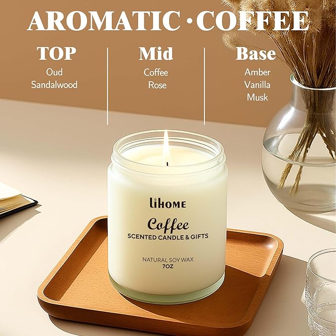 Lihome Candles Gifts for Women - Scented Candles, Natural Soy Wax Candles for Home Scented Perfect for Christmas, Birthday, Mother's Day, Coffee Candle