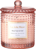 LA JOLIE MUSE Rose Noir & Oud Scented Candle – Lemon, Rose & Oud | 10 oz Natural Soy Wax | 55 Hours Clean Burn | Gift for Hosts & Gathering| Elegant Home Décor