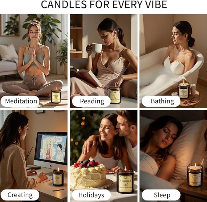 Sage and Citrus Scented Candles, 7oz Soy Wax Candle, Long Lasting Aromatherapy Jar Candle for Home, Scented Long Burning Candle Gift for Women and Men