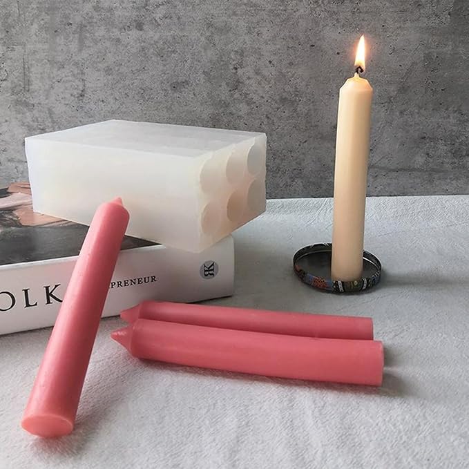 Long Cylinder Shape Silicone Candle Mold 6 Holes Candle Making Mold Long Pillar Candle Molds for Candle Making