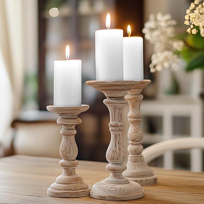 2.75“ x 4” Hand Poured Unscented Candles, Dripless Pillar Candles Set of 6, Long Burning, Clean and Neat, Burn Time Approx. 90 Hours, Rustic, Weddings, Dinner Parties, Christmas, and Home Décor