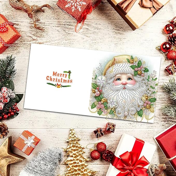 6PCS Christmas DIY Art Greeting Cards Congratulations Cards & Gifts – DIY 5D Diamond Painting Kit, Sparkling Crystal Rhinestone Art, Handmade Home Decor & Gift