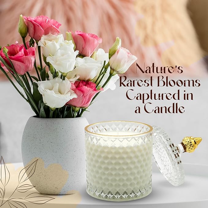 VIONAMI Luxury Scented Candle Gift – Black Bat Rare Flower Fragrance in Elegant Glass Jar, Decorative Soy Candles Gifts for Women, Long-Lasting 80 Hr, 14.8 oz, Luxury Candles for Women