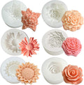 6 Pack Candle Molds for Candle Making, Moldes para Velas, Flower Molds Silicone Candle Molds for DIY Scented Candle, Soy Wax, Cake, Soap, Resin Casting Craft Making