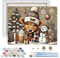 TCDZMYGS Christmas Paint by Numbers Kit for Adults Beginner,Highland Cow Paint by Number Kits with Frame,DIY Acrylic Oil Painting by Numbers for Home Wall Decor 9.5 x 11.8 inch