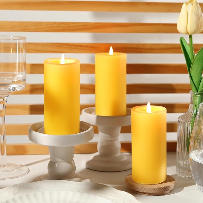 6 Pack Natural Beeswax Pillar Candles,100% Pure Beeswax Candles-210 Hours Long Burning,Organic Bees Wax Candles for Home,Paryer,Parties,Unscented Dripless Smokeless Beeswax Candle Bulk 2x4in