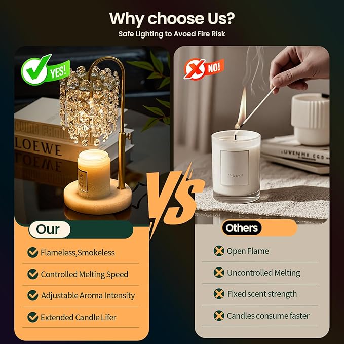 Candle Warmer Lamp with Timer Dimmer Adjustable Height for New Home Bedroom,Vintage Home Decor for Scented JaR 3 Bulbs for New Home Decor, Women Mom Christmas Birthday Gifts,Black (Gold)