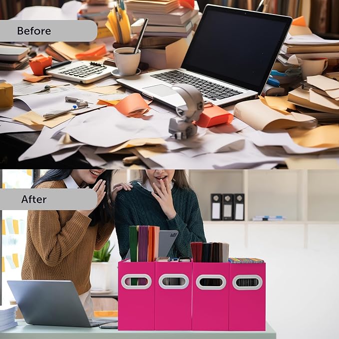 Hanging File Organizer, Cardboard File Folder Organizer for Letter Size, Desk Documents Storage Box, Portable File Folder Holder Boxes for Office, Home, School, Only Box.(2 Packs)
