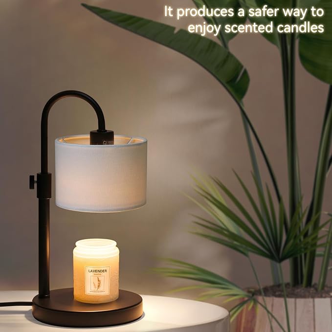 FINCMY Candle Warmer Lamp with Timer, Dimmable Candle Wax Warmer Candle Lamp Warmer with 2 Bulbs, House Warming Gifts Birthday Gifts for Women Bedroom Home Decor (White)