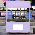 JKGHK Vending Iron Cart with Canopy, 4-Wheel Portable Mobile Dining Market Stall, Outdoor Dining Carts Market Stall, for Street Food, Handicrafts, Snacks(Purple,120cm/47.2in)