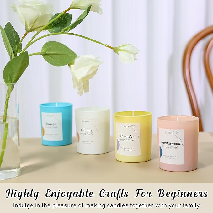 SUPMIND Candle Making Kit for Adults - Candle Making Supplies for Candle Making Starter Kits with Soy Wax, Big 7oz Jars & Tins, 7 Pleasant Scents, Color Dyes & More - Perfect for Home Decorations