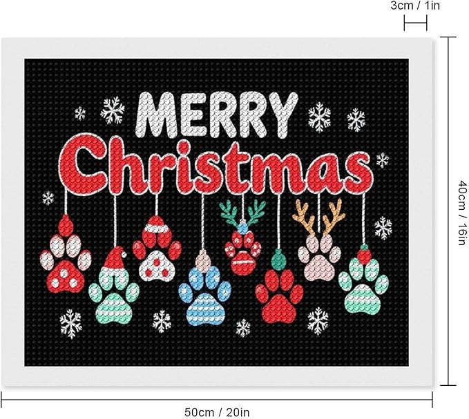 AIVKIEJK Diamond Painting Kits for Adults - Merry Christmas Paw Painting DIY 5D Full Drill Diamond Dots Paintings with Diamonds Gem Art and Crafts Home Decor 16"x20"