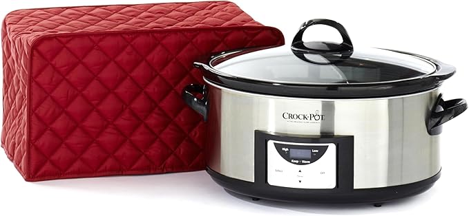 Covermates Keepsakes Rectangular Appliance Cover – Quilted Kitchen Appliance Cover for Countertop Storage – Dust Protection – Stain Resistant – Washable – Slip-On Appliance Design, Red